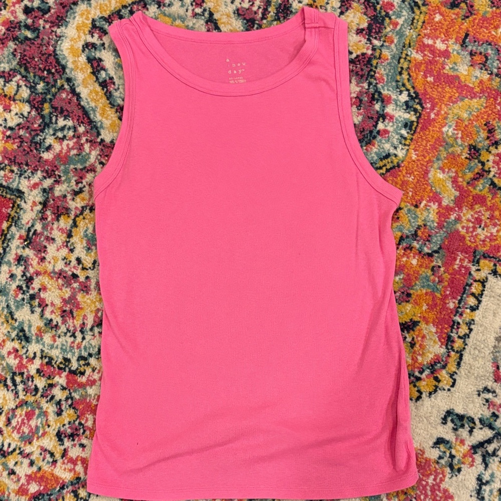 A New Day Bright Pink Ribbed Tank